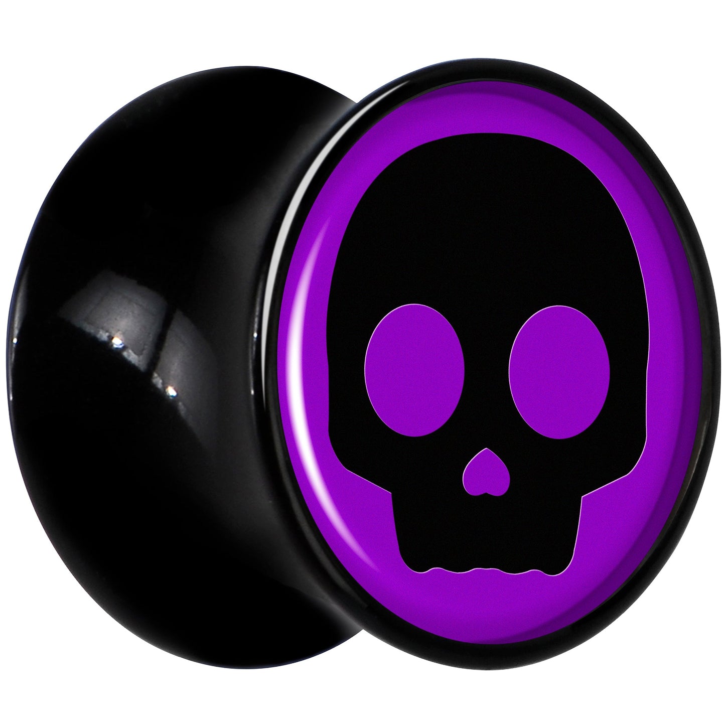 0G Purple Black Simple Skull Black Acrylic Saddle Plug Set by Onyx O