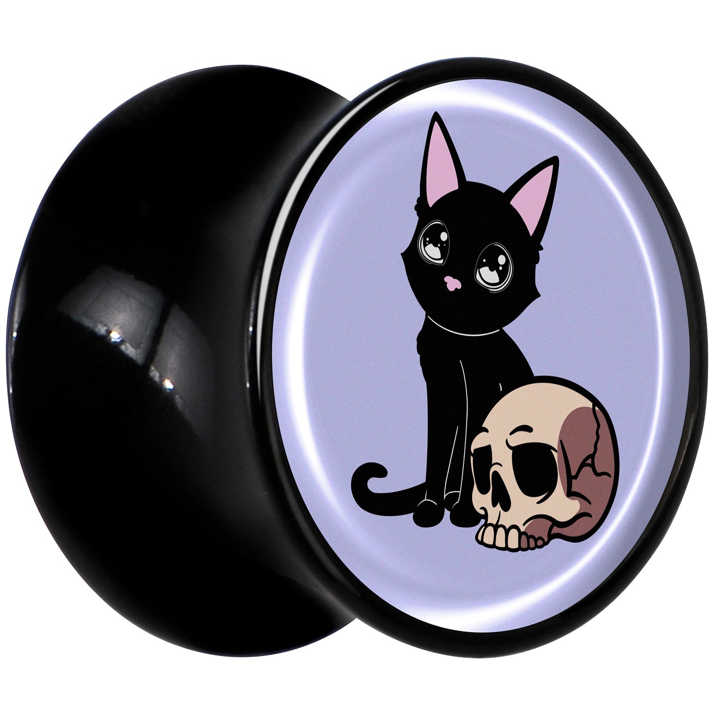 0G Skull Cat Black Acrylic Saddle Plug Set by Onyx O