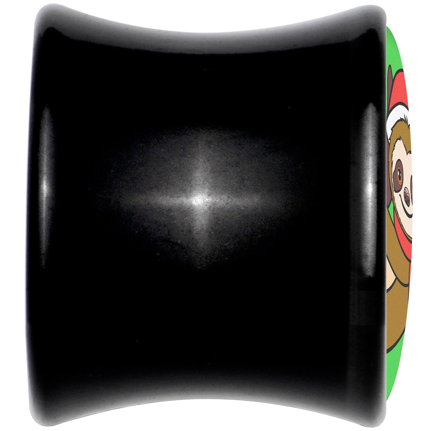 Holiday Santa Sloth Black Acrylic Saddle Plug Set by Onyx O