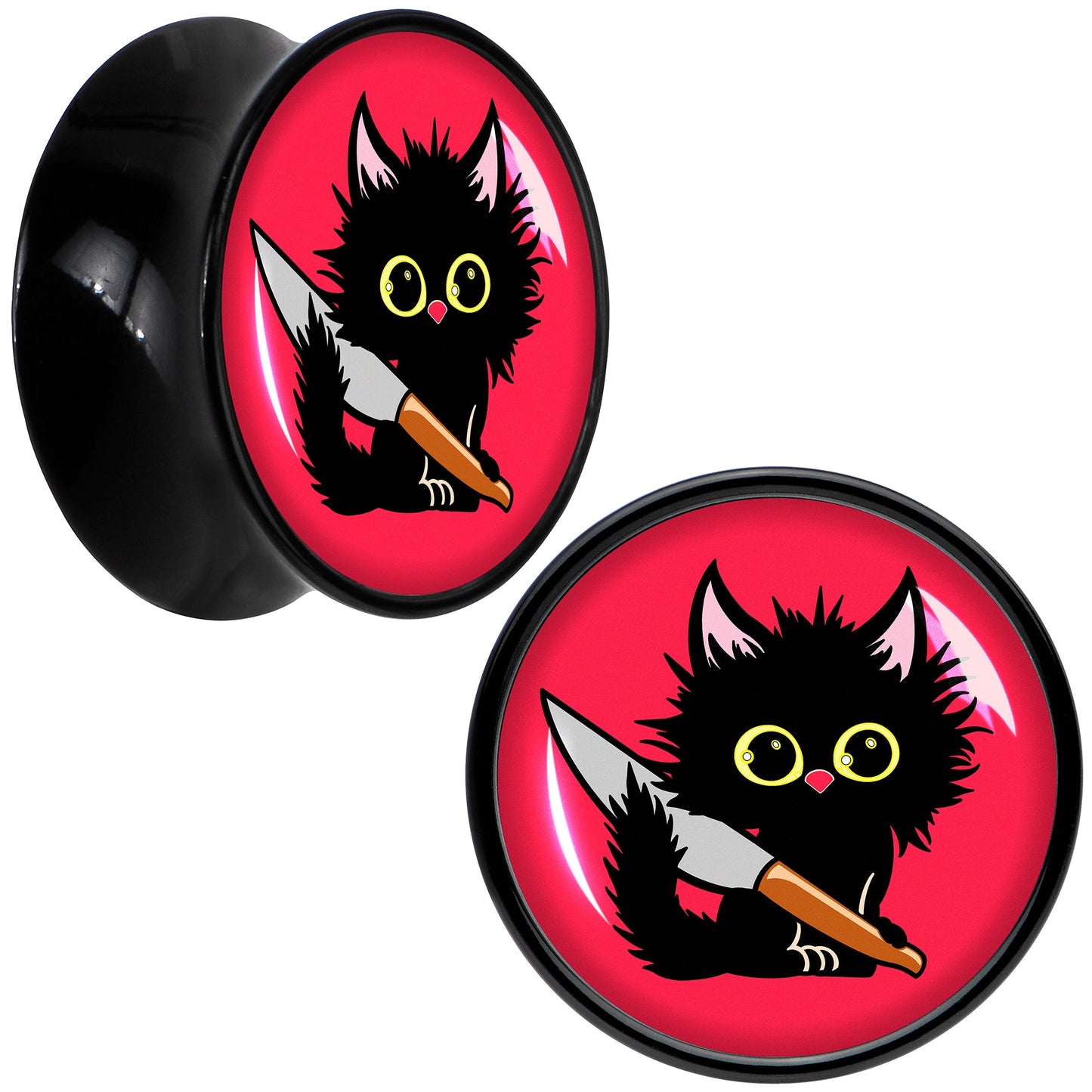 Stabby Cat Black Acrylic Saddle Plug Set by Onyx O