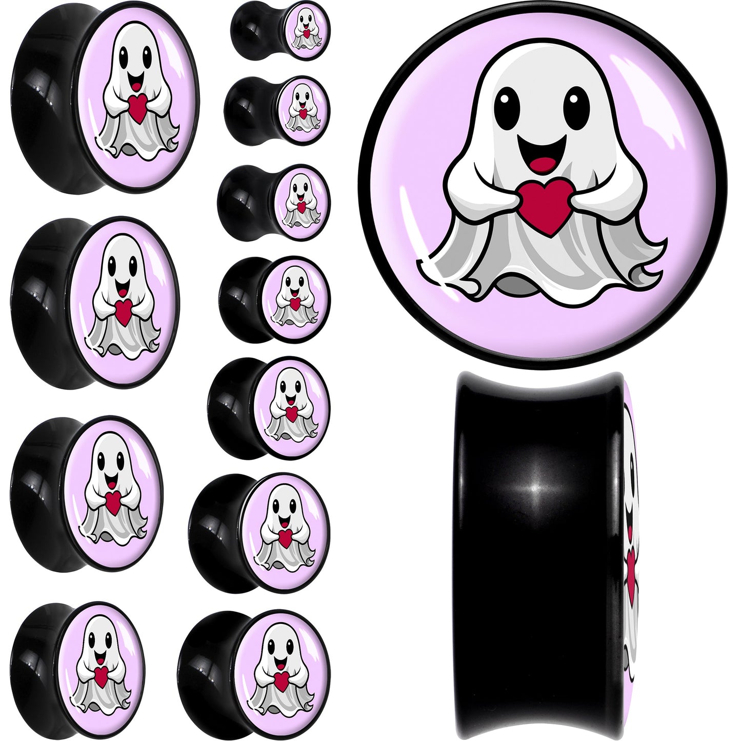Valentine Sweet Ghost Black Acrylic Saddle Plug Set by Onyx O