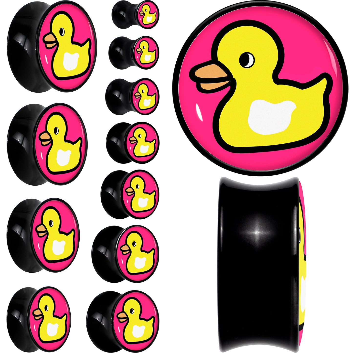 Black Acrylic Yellow Ducky Double Flare Plug Set by Onyx O