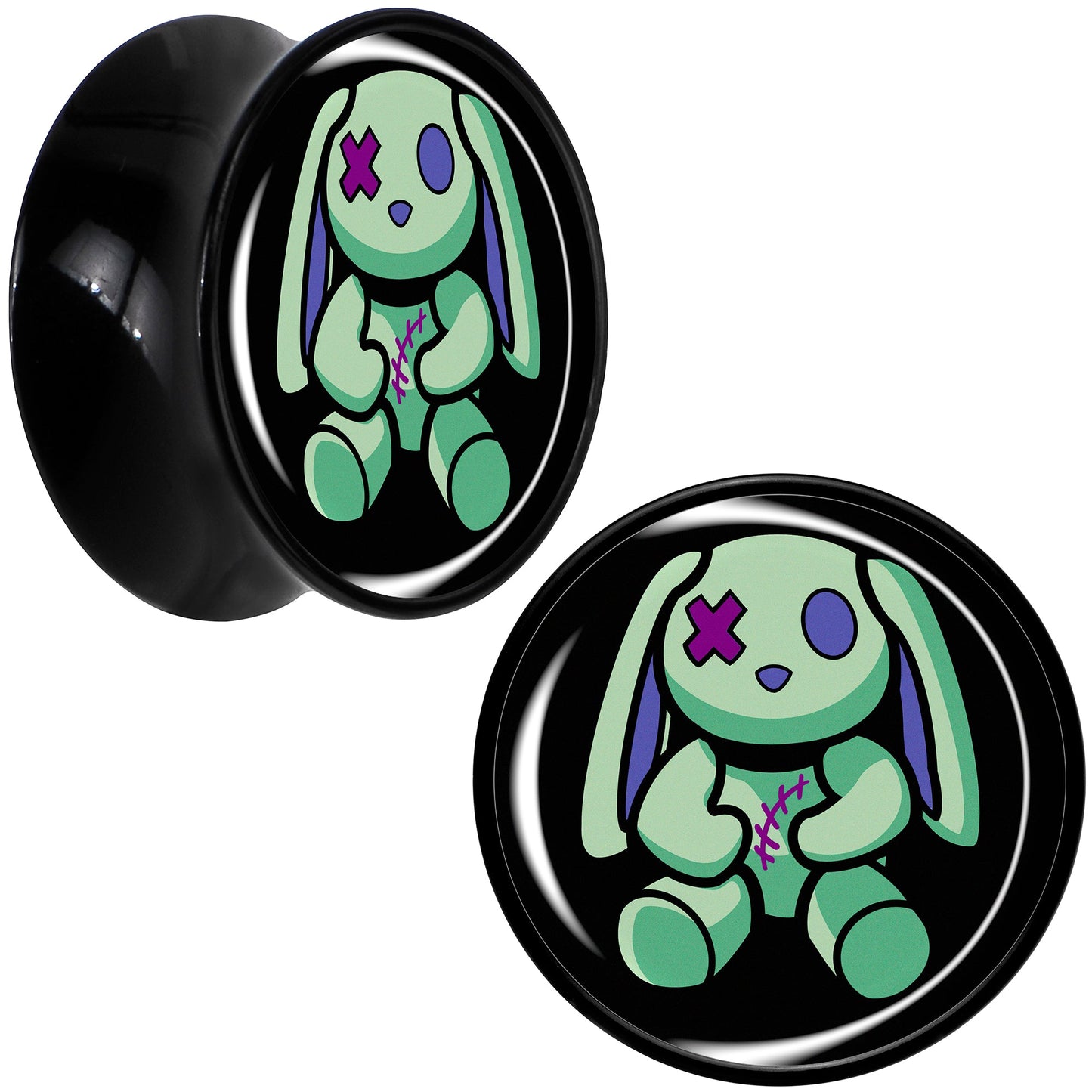 Zombie Bunny Black Acrylic Saddle Plug Set by Onyx O