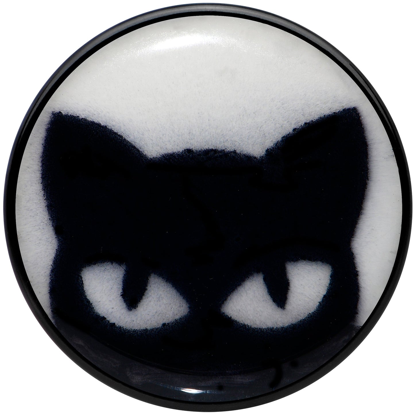 Black Acrylic Glow in the Dark Peeking Cat Double Flare Plug Set by Onyx O