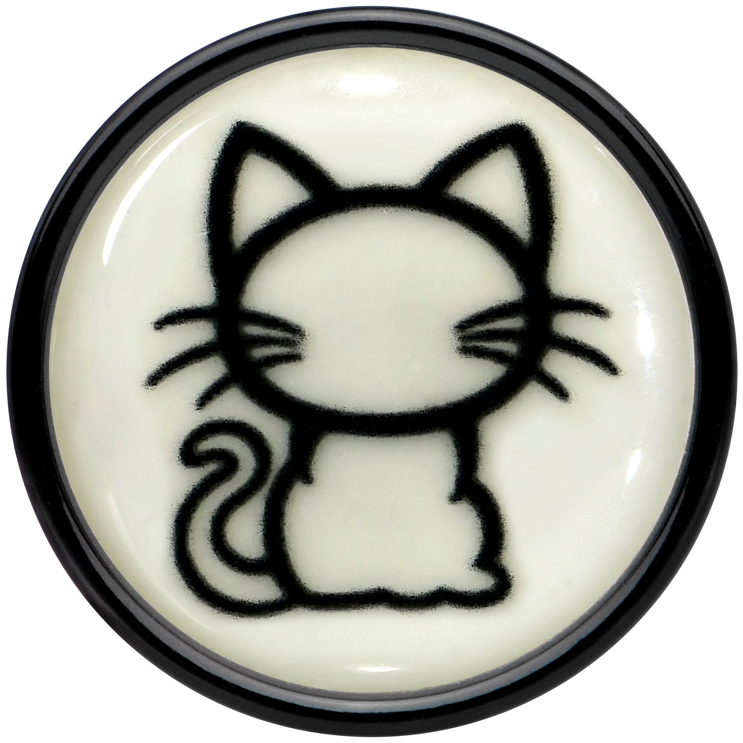 Glow in the Dark Kitty Cat Black Acrylic Saddle Plug Set 8mm to 20mm by Onyx O