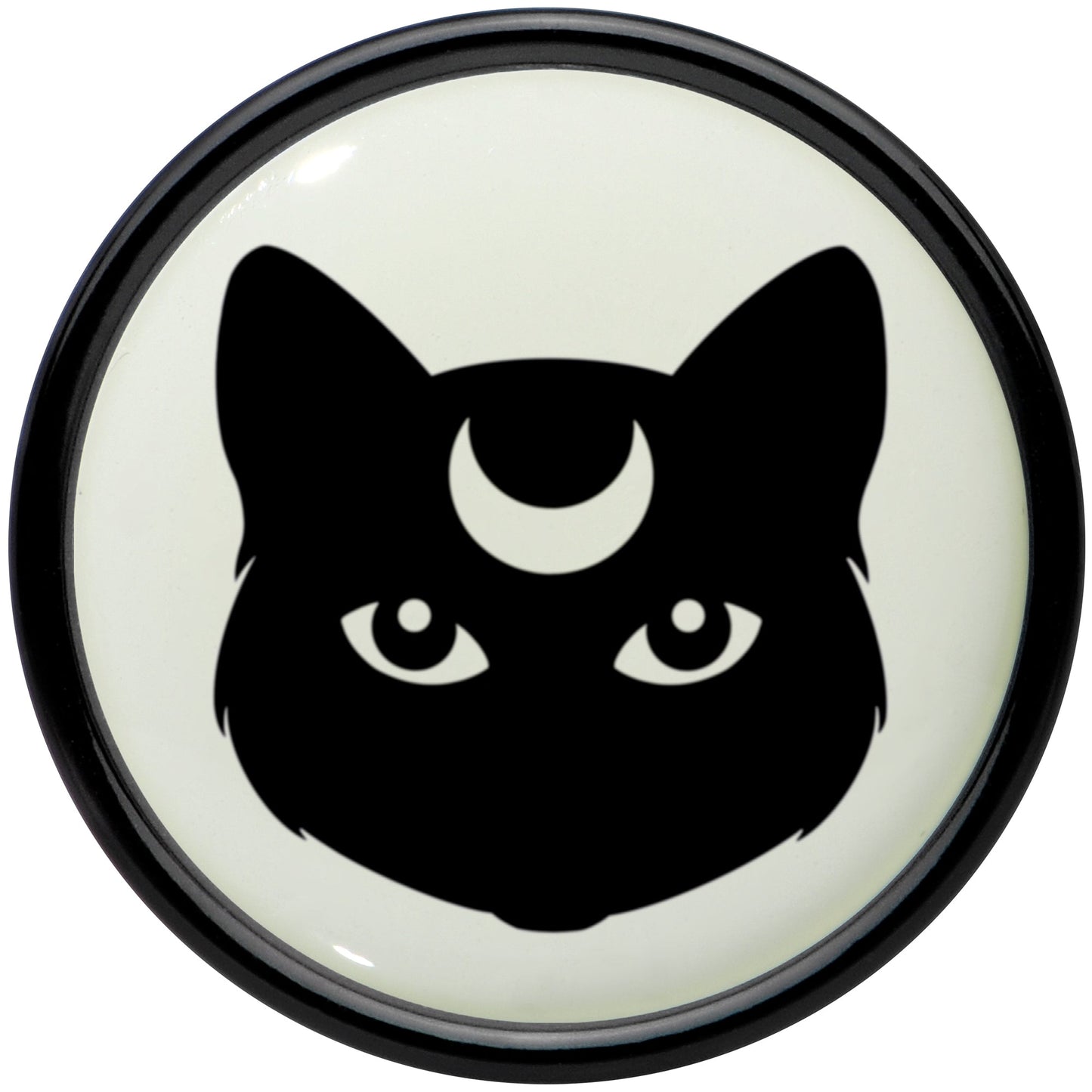 Glow in the Dark Mystic Kitty Cat Black Acrylic Saddle Plug Set by Onyx O