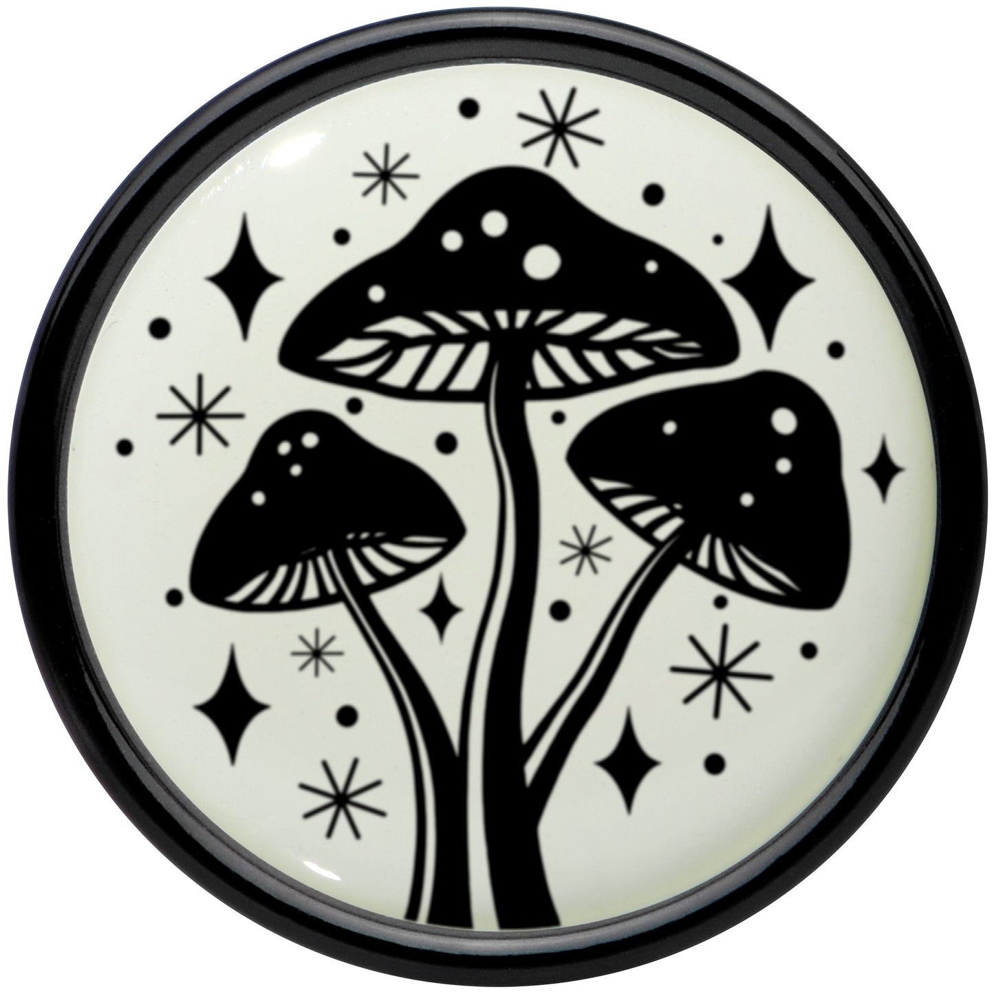 Glow in the Dark Mystic Mushroom Black Acrylic Saddle Plug Set by Onyx O