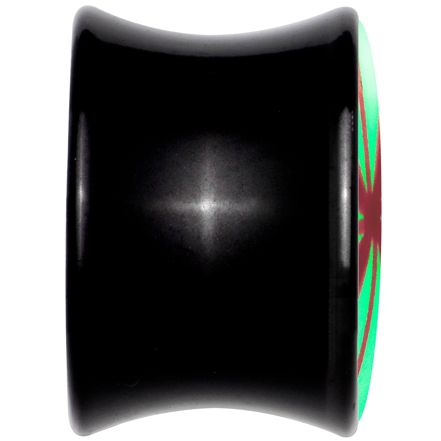 Black Acrylic Peppermint Candy Glow in Dark Double Flare Plug Set by Onyx O