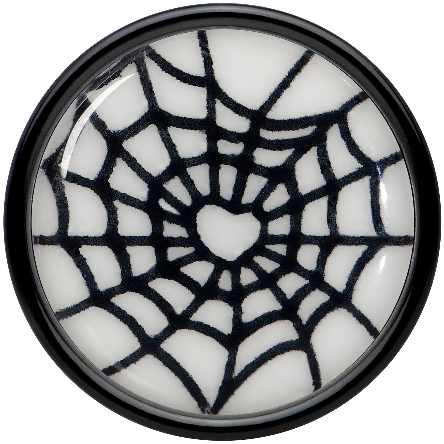 Black Acrylic Heart Spider Web Glow in the Dark Double Flare Plug Set by Onyx O