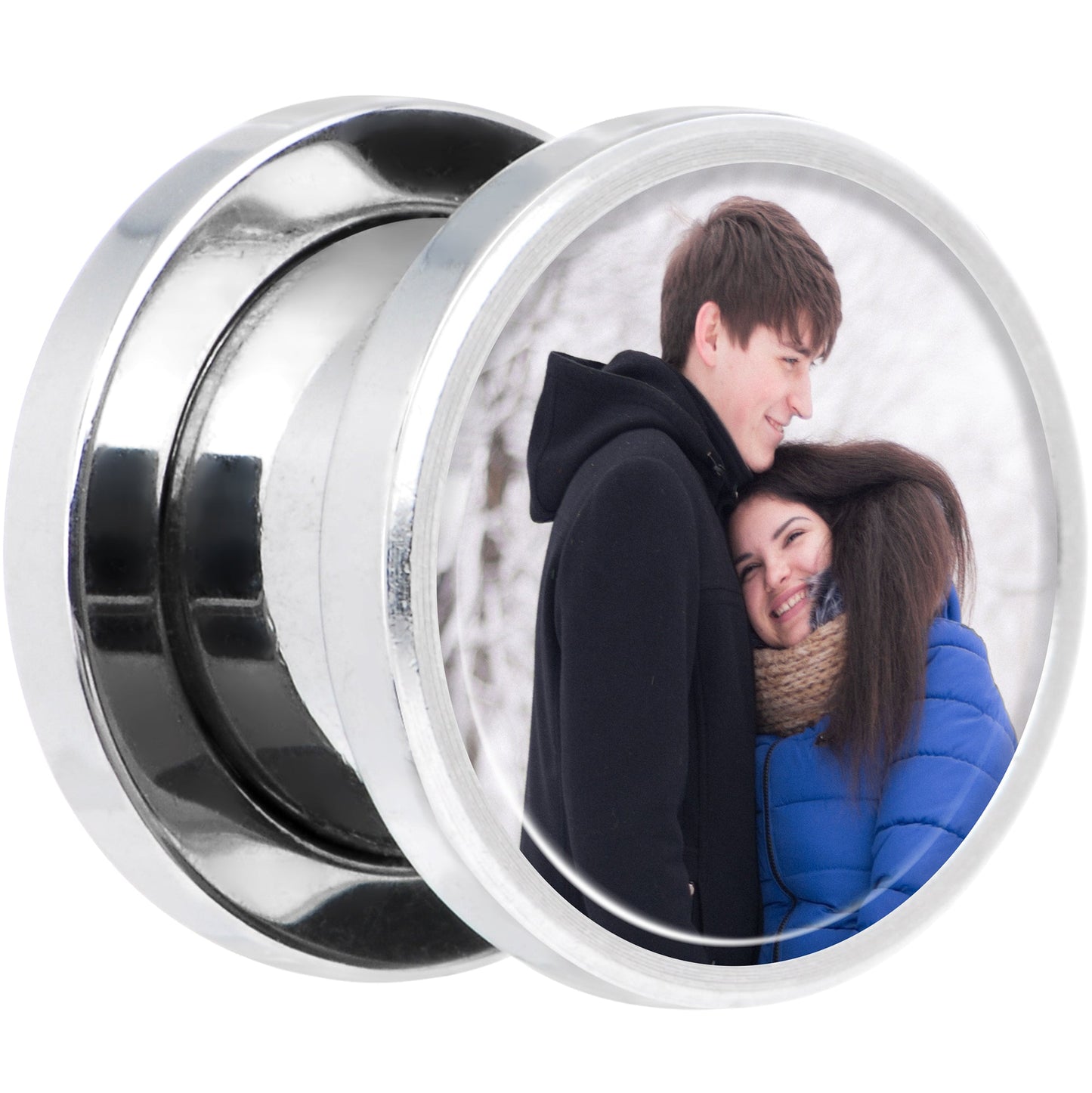 Stainless Steel Custom Photo Screw Fit Plug - buy 2 for a pair