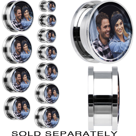 Stainless Steel Custom Photo Screw Fit Plug - buy 2 for a pair