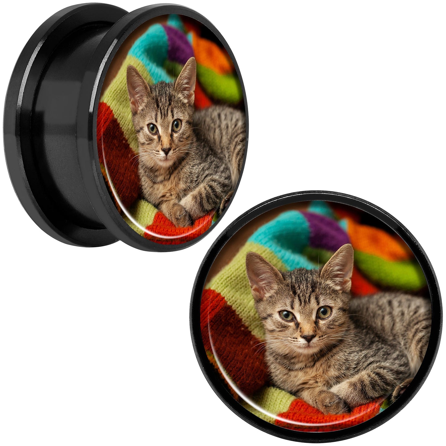 Anodized Black Titanium Custom Photo Screw Fit Plug - buy 2 for a pair