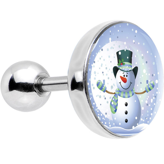 16G Snow Globe Snowman Tragus Cartilage Earring