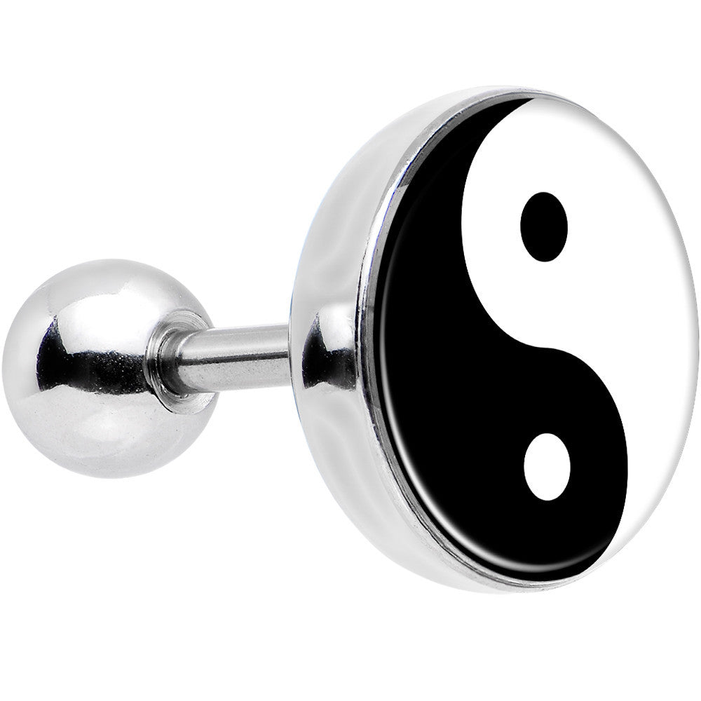 16G Black and White Yin Yang Tragus Cartilage Earring