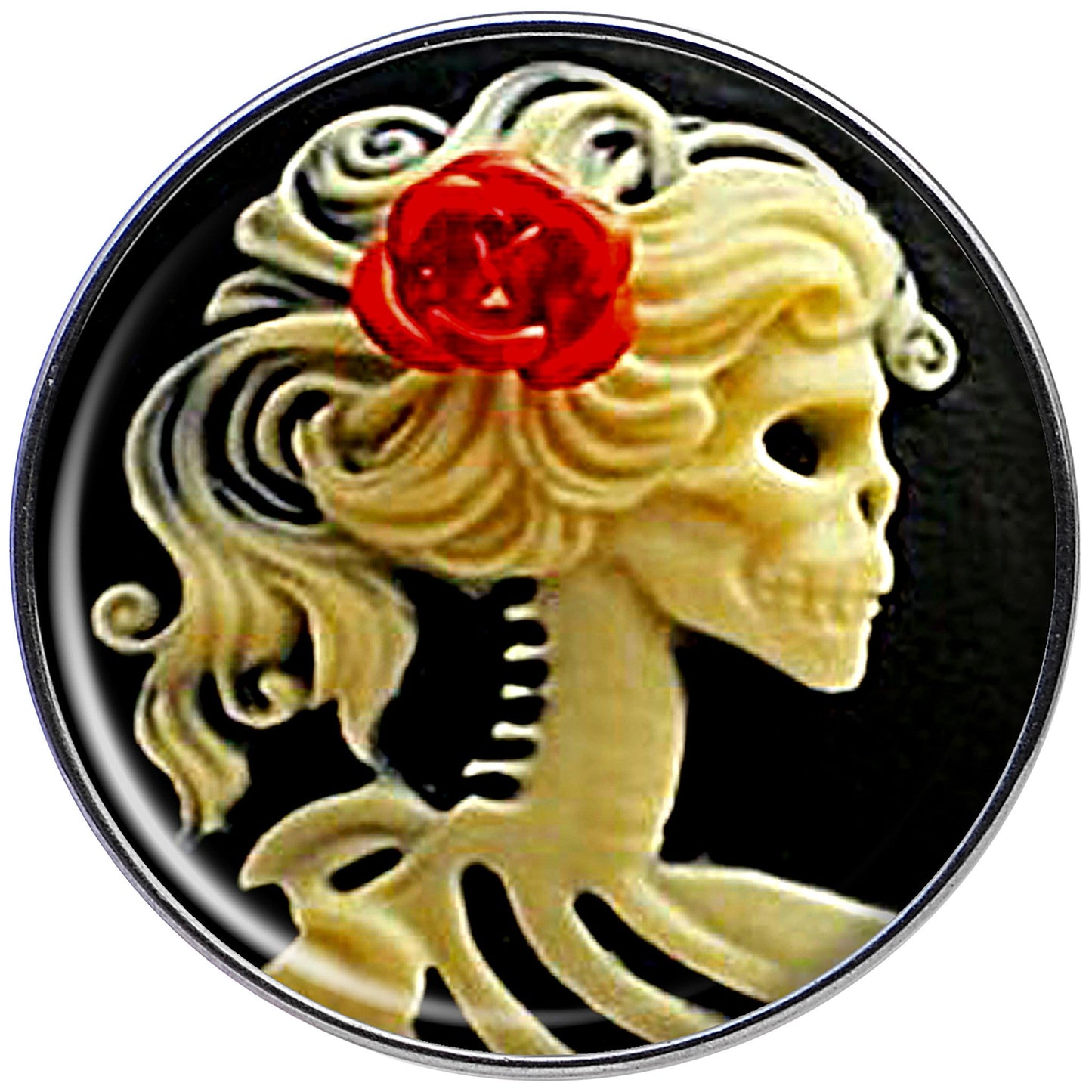 16G Red Rose Flower Skeleton Cameo Tragus Cartilage Earring