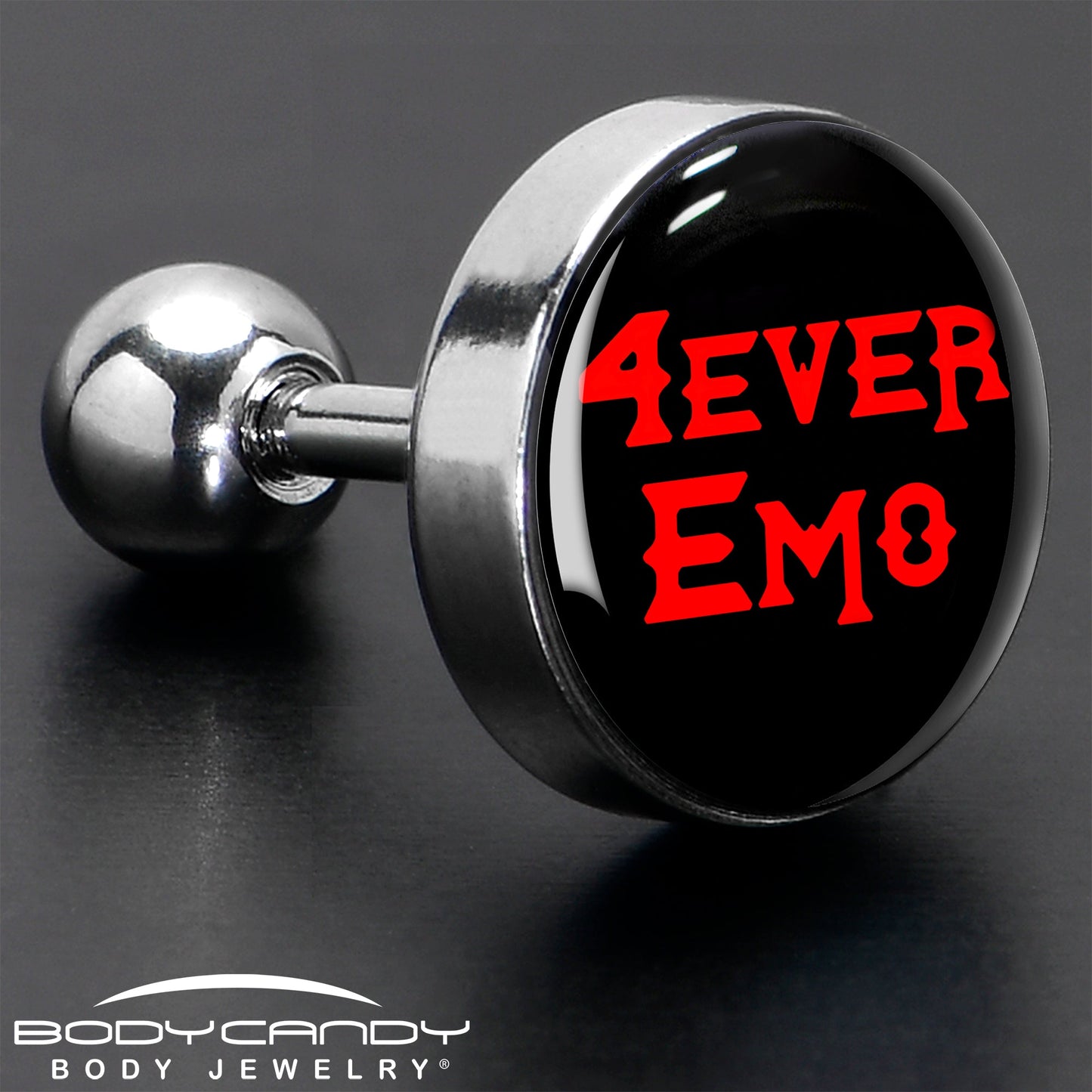 16G 1/4 Black Red 4 Ever Emo Tragus Cartilage Earring by Onyx O