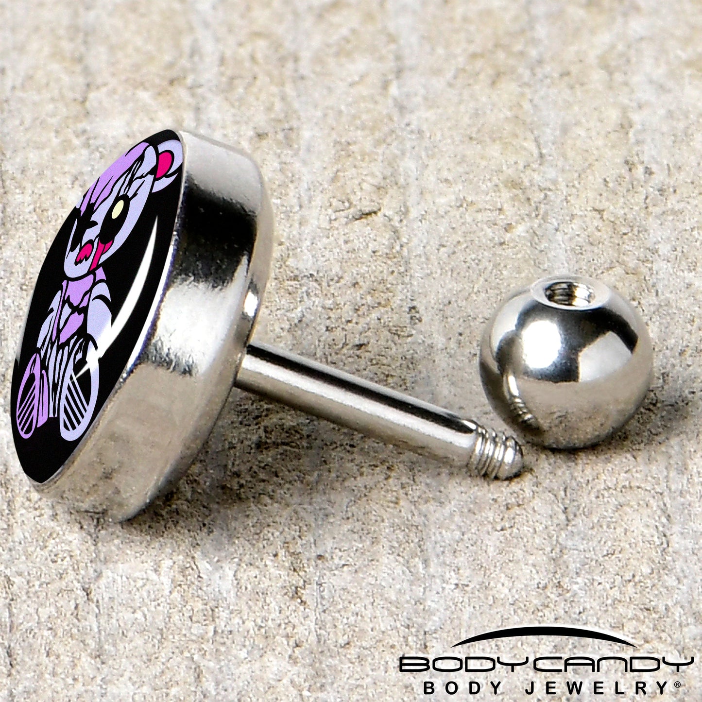 16G 1/4 Attitude Teddy Bear Tragus Cartilage Earring by Onyx O