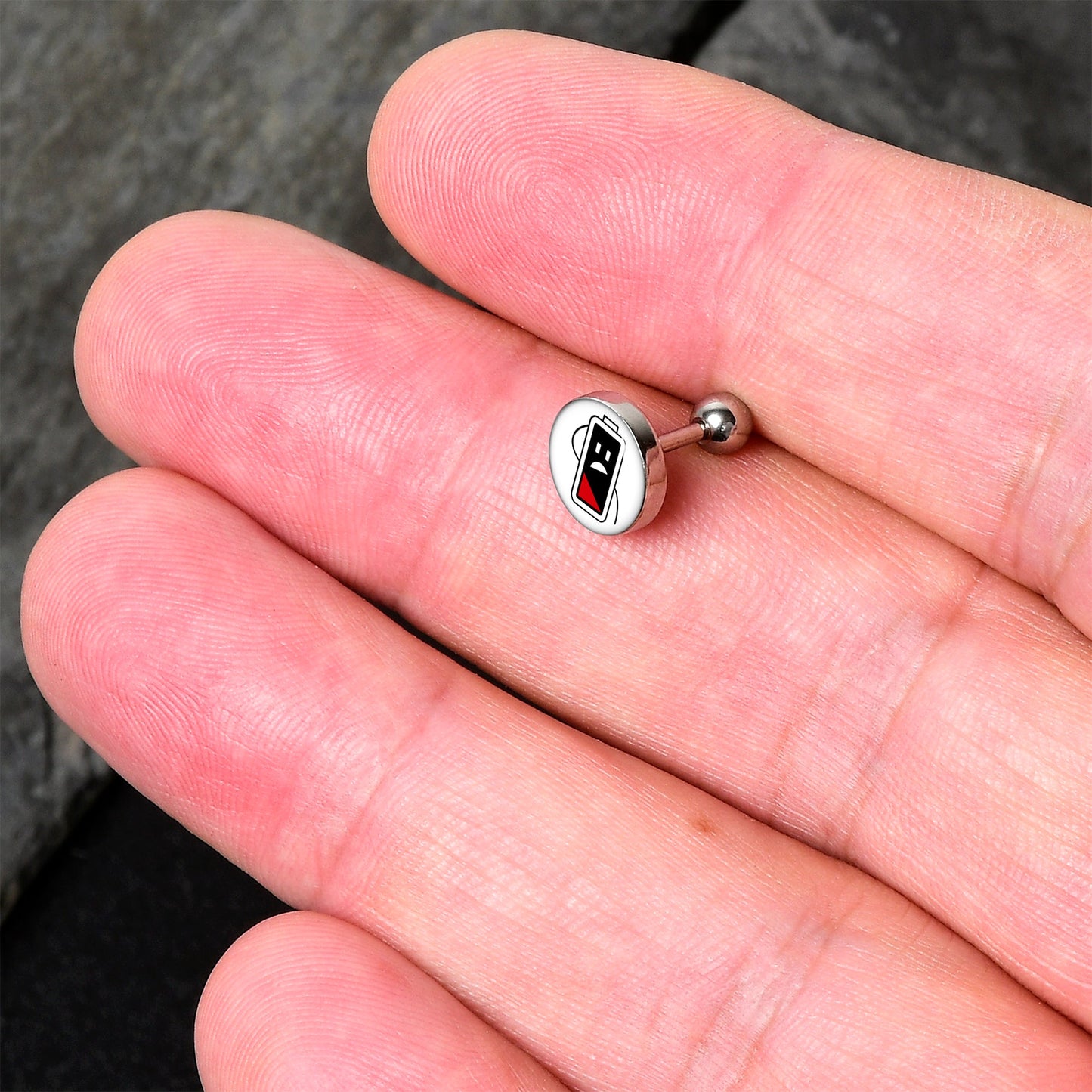 16G 1/4 Battery Empty Cartilage Tragus Earring by Onyx O