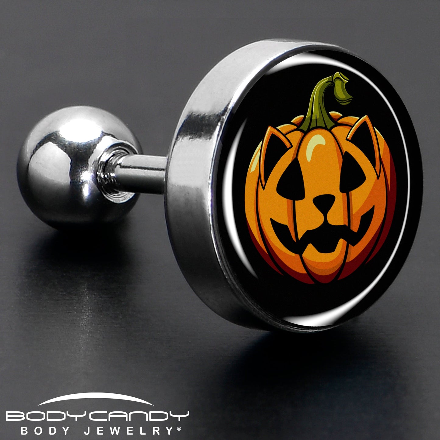 16G 1/4  Pumpkin Cat Jack-O-Lantern Tragus Cartilage Earring by Onyx O
