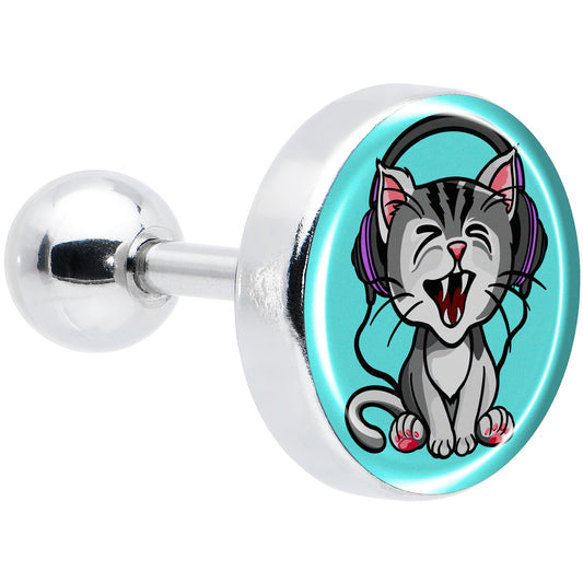 16G 1/4 Heavy Metal Kitty Cat Tragus Cartilage Earring by Onyx O