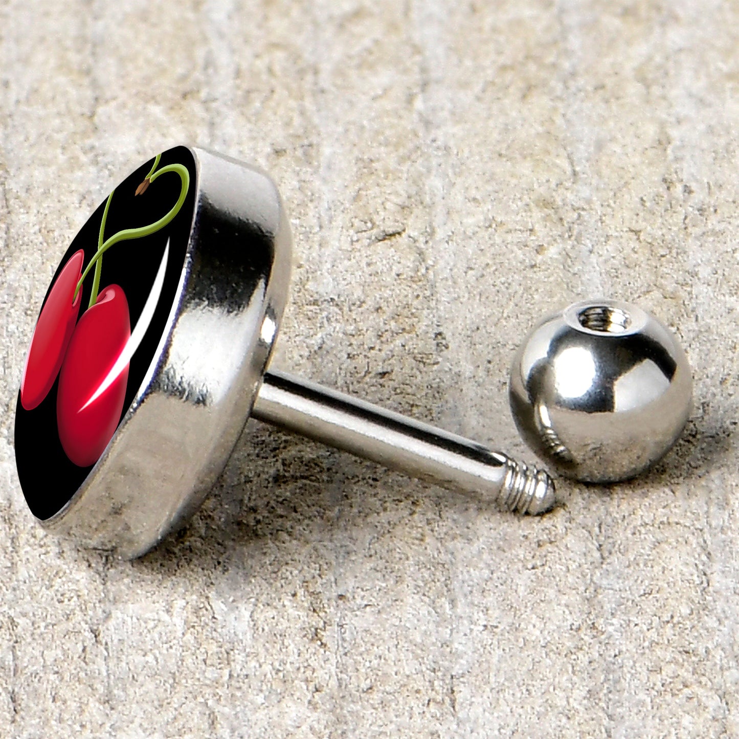 16G 1/4 Cherry Heart Cartilage Tragus Earring by Onyx O