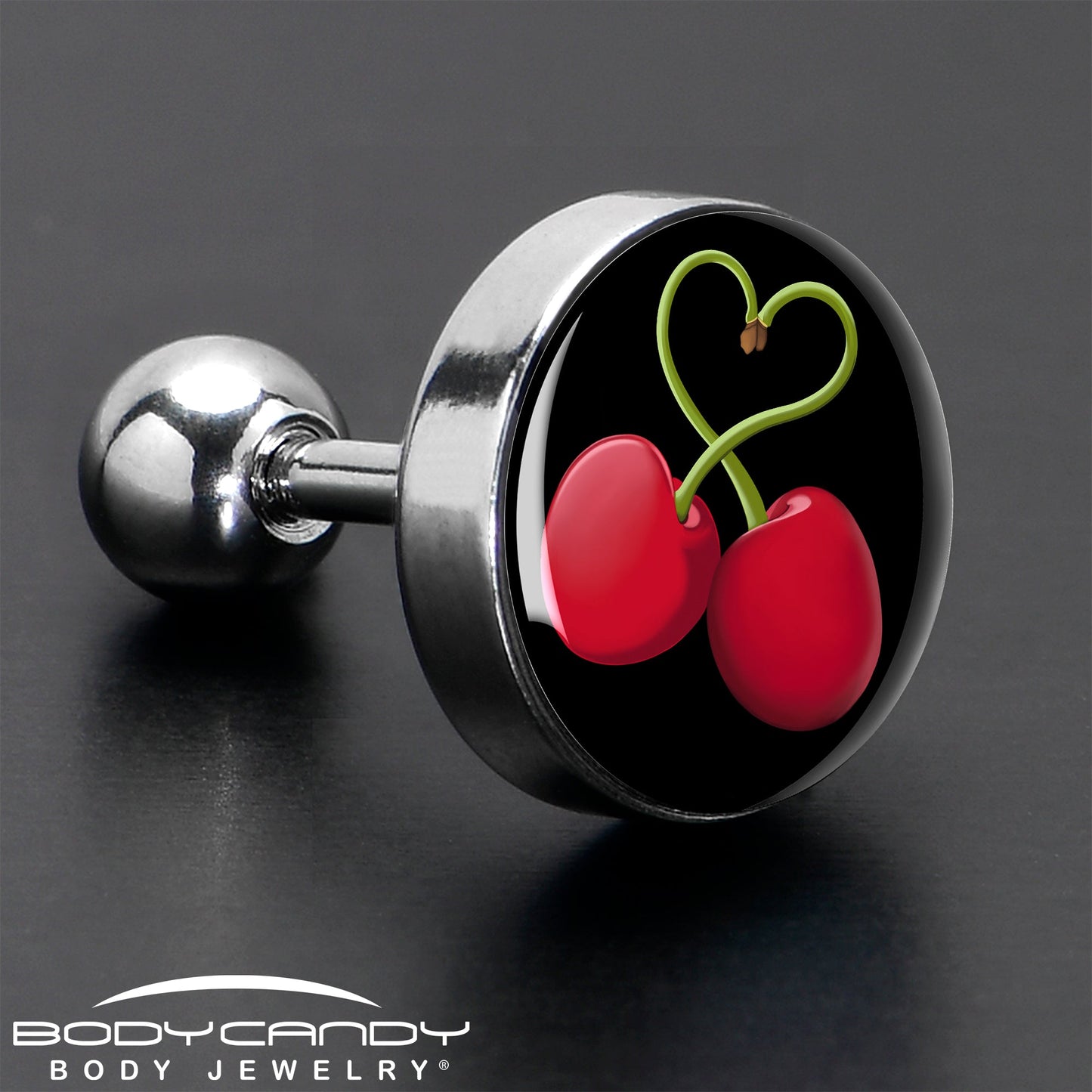 16G 1/4 Cherry Heart Cartilage Tragus Earring by Onyx O