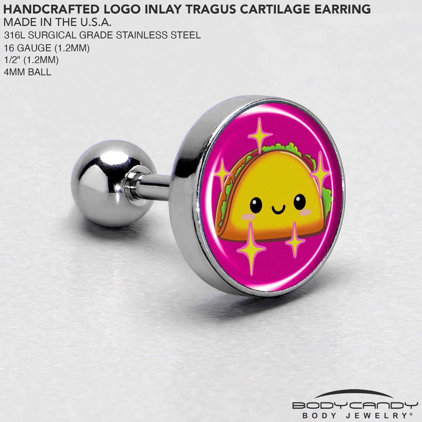 Mexican Fiesta Cute Taco Tragus Cartilage Earring by Onyx O
