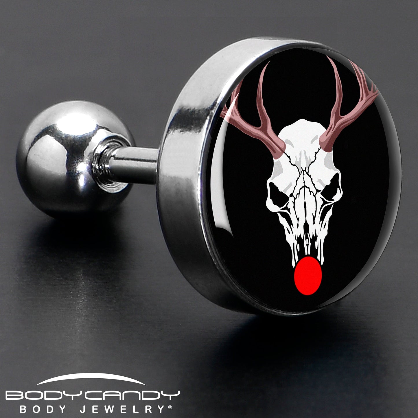 16G 1/4 Holiday Dead Nosed Reindeer Tragus Cartilage Earring by Onyx O