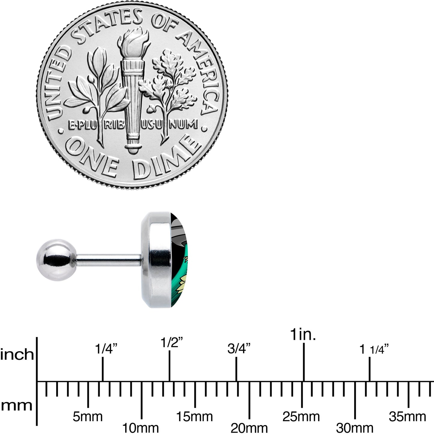 16G 1/4 Alien UFO Dinosaur Abduction Cartilage Tragus Earring by Onyx O