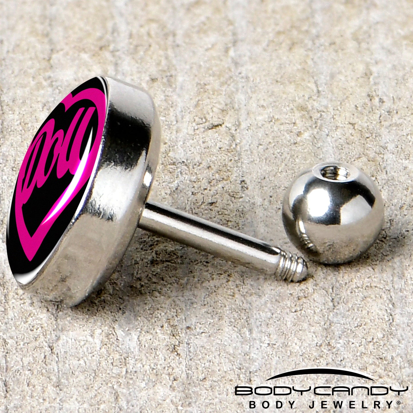 16G 1/4 Hollow Heart Doll Word Tragus Cartilage Earring by Onyx O