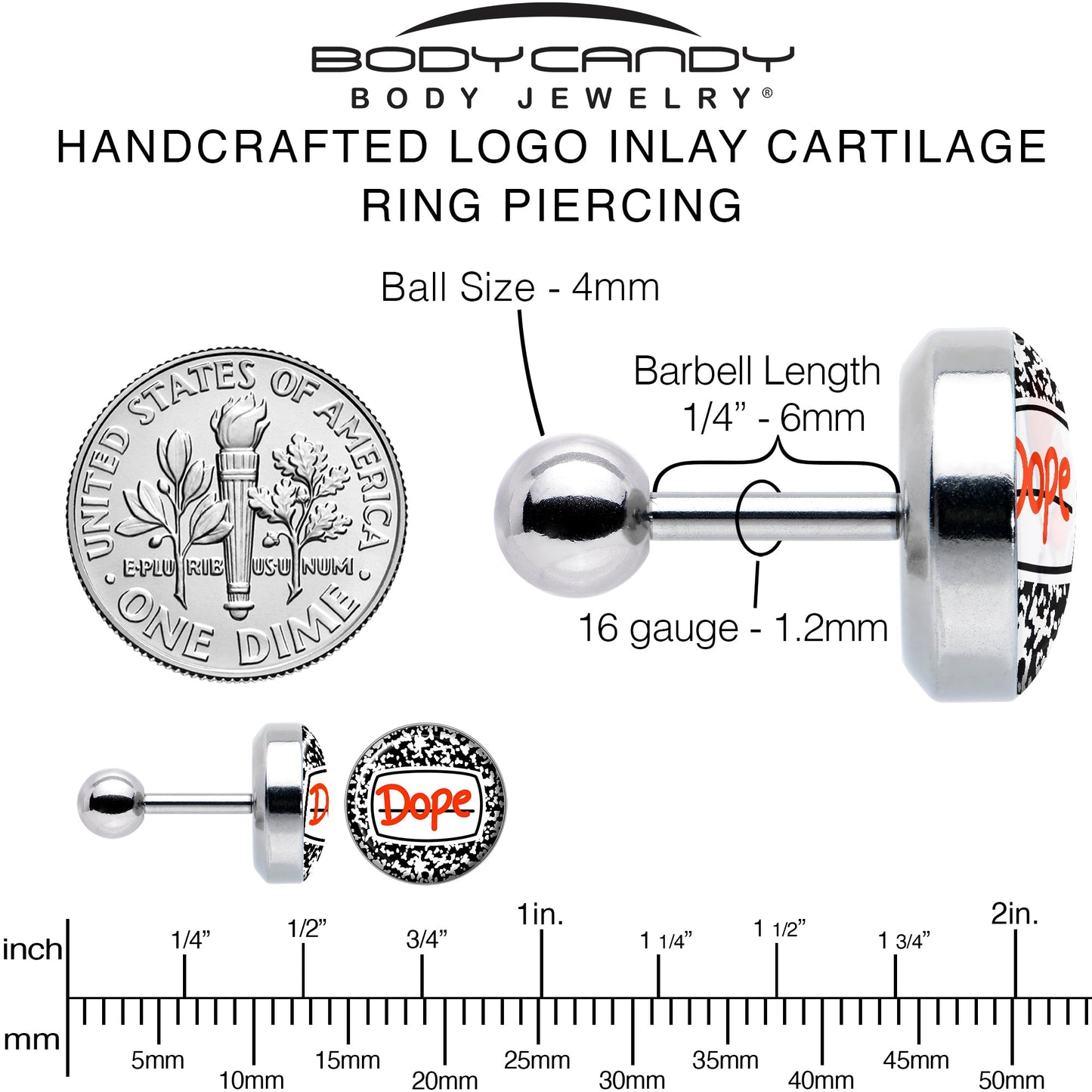 16G 1/4 Dope Composition Notebook Tragus Cartilage Earring by Onyx O