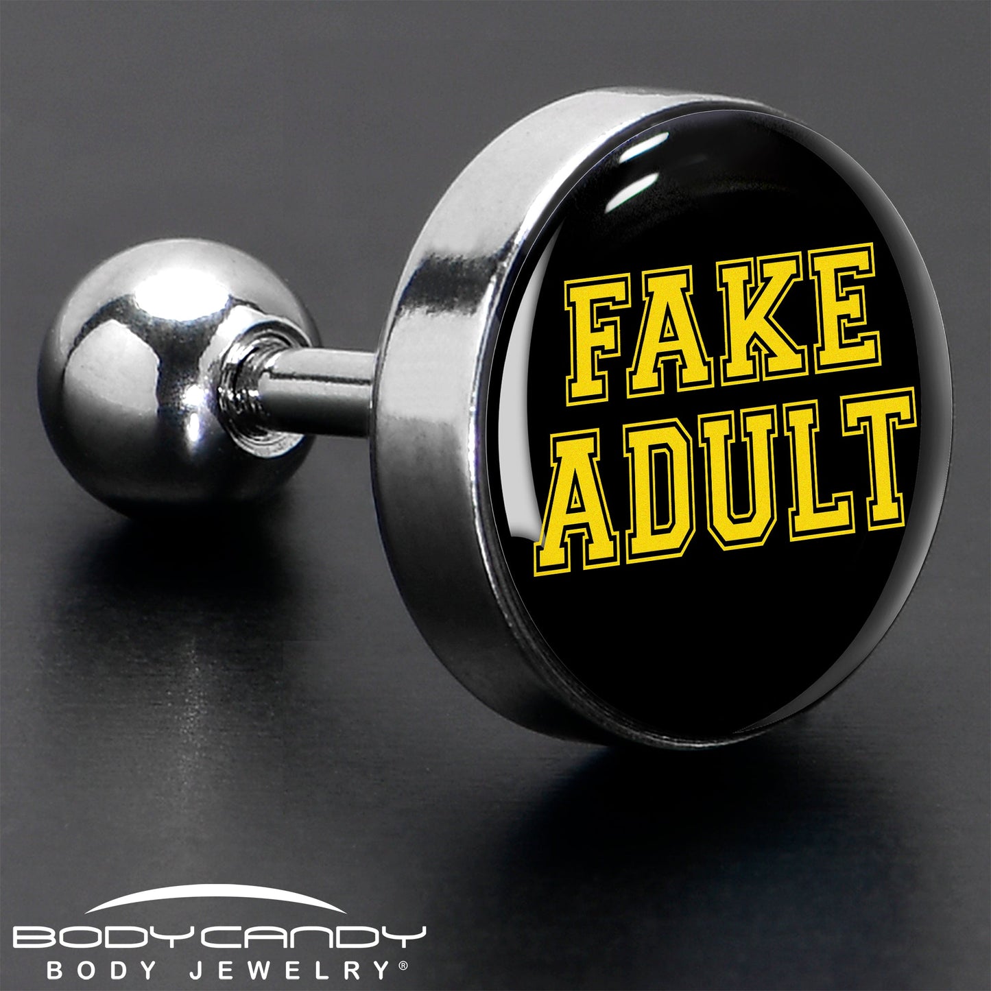 16G 1/4 Black Yellow Fake Adult Tragus Cartilage Earring by Onyx O