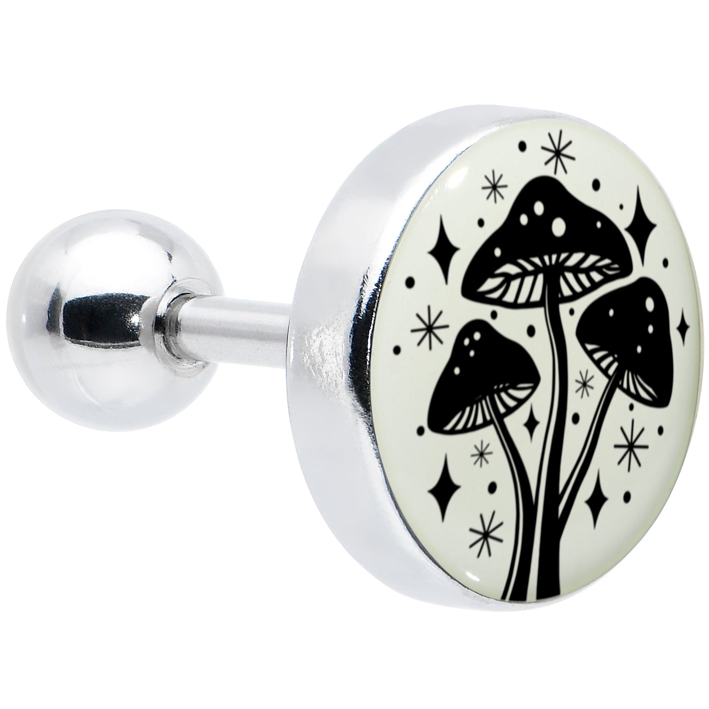 16G 1/4 Glow in the Dark Mystic Mushroom Tragus Cartilage Earring by Onyx O