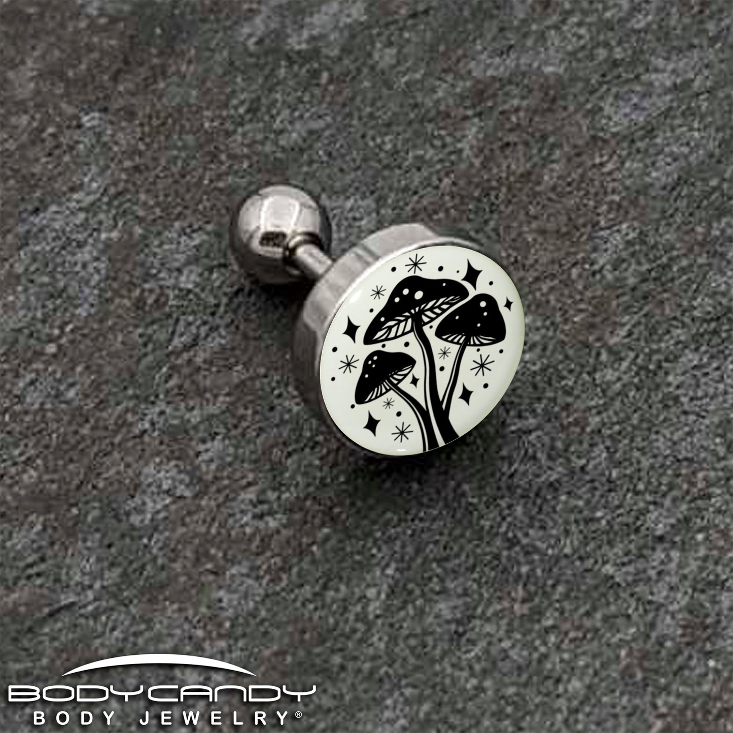 16G 1/4 Glow in the Dark Mystic Mushroom Tragus Cartilage Earring by Onyx O