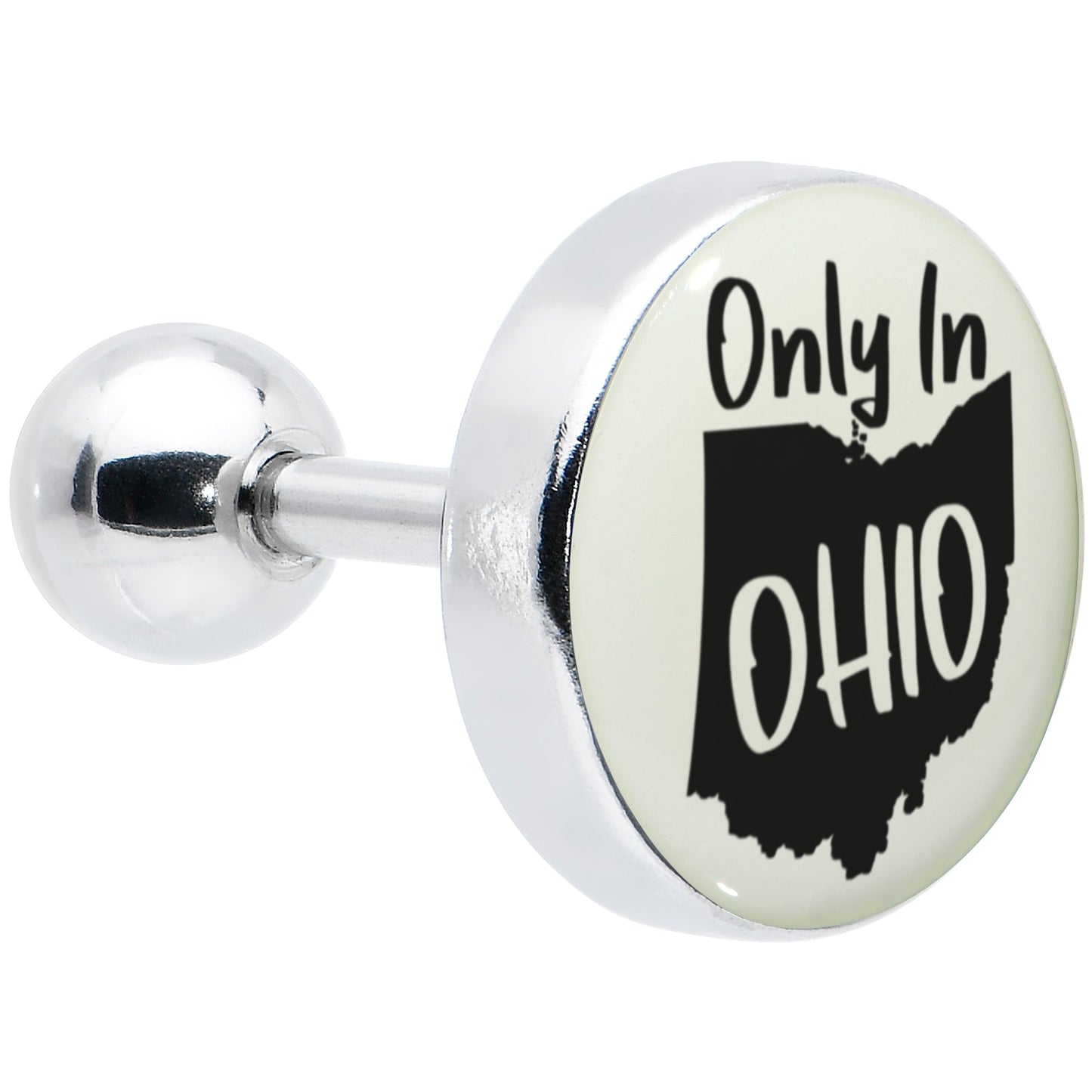 16G 1/4 Glow in the Dark Only in Ohio Tragus Cartilage Earring by Onyx O