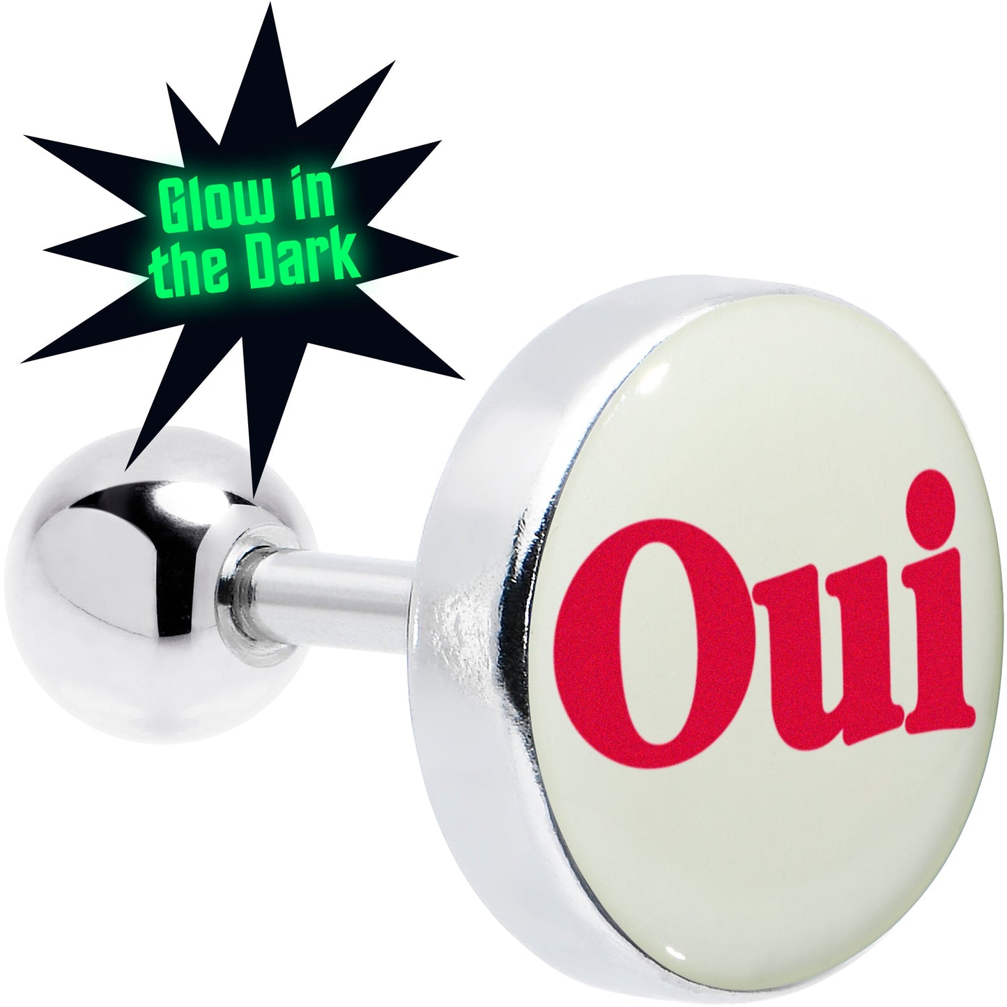 16G 1/4 Glow in the Dark OUI Tragus Cartilage Earring by Onyx O