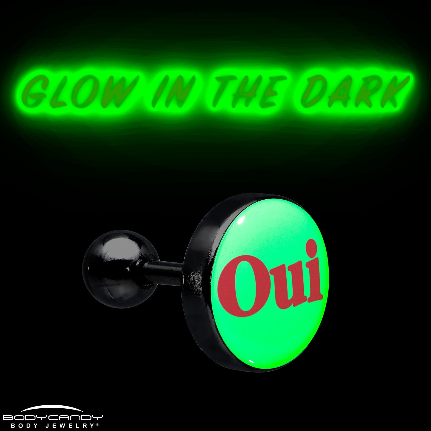 16G 1/4 Glow in the Dark OUI Tragus Cartilage Earring by Onyx O