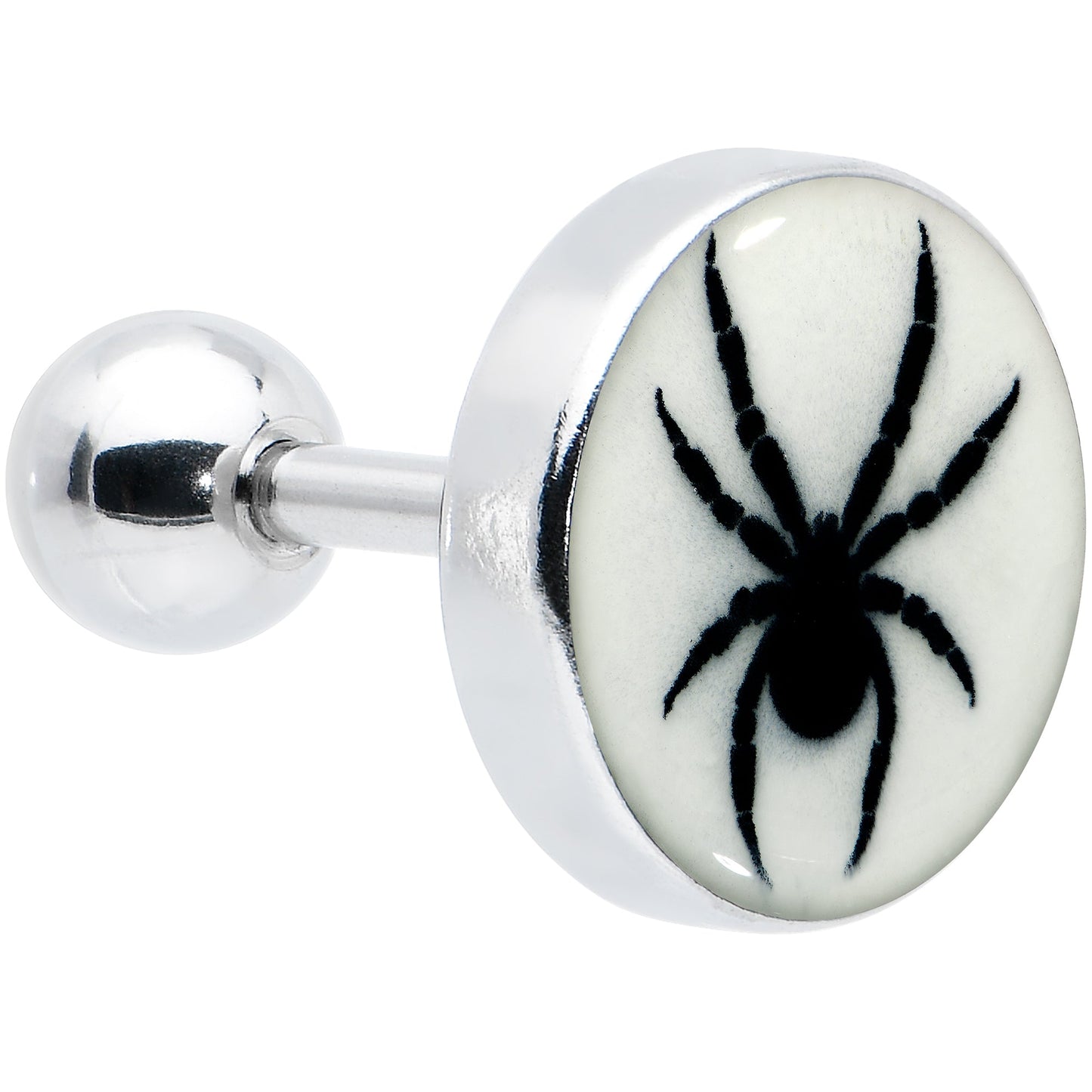 16G Glow in the Dark Black Widow Spider Tragus Cartilage Earring by Onyx O