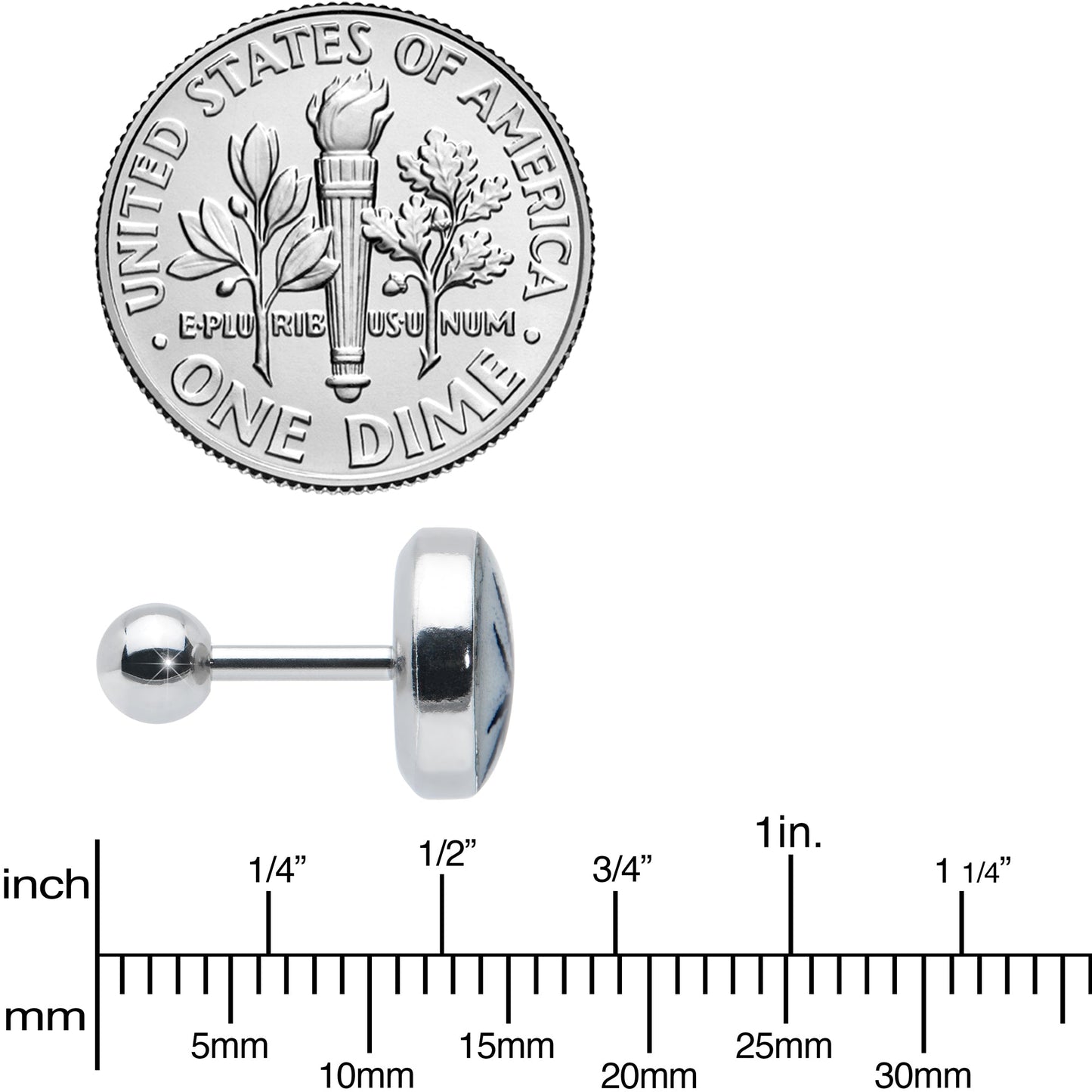 16G Glow in the Dark Black Widow Spider Tragus Cartilage Earring by Onyx O