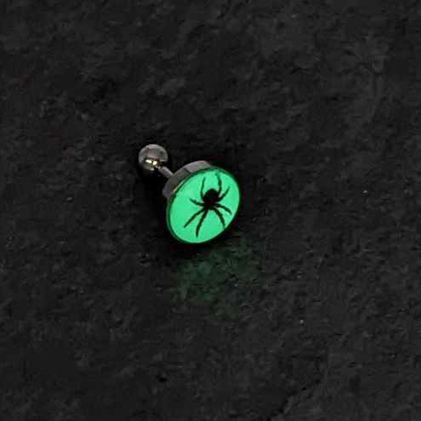 16G Glow in the Dark Black Widow Spider Tragus Cartilage Earring by Onyx O