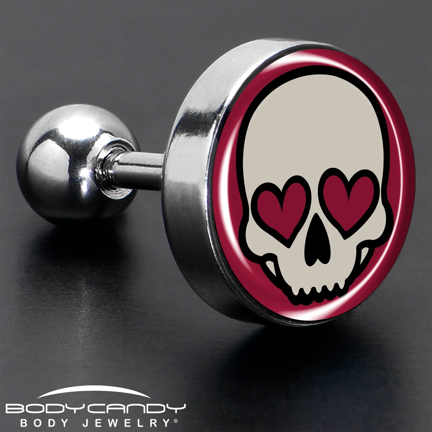 16G Valentine Heart Skull Tragus Cartilage Earring