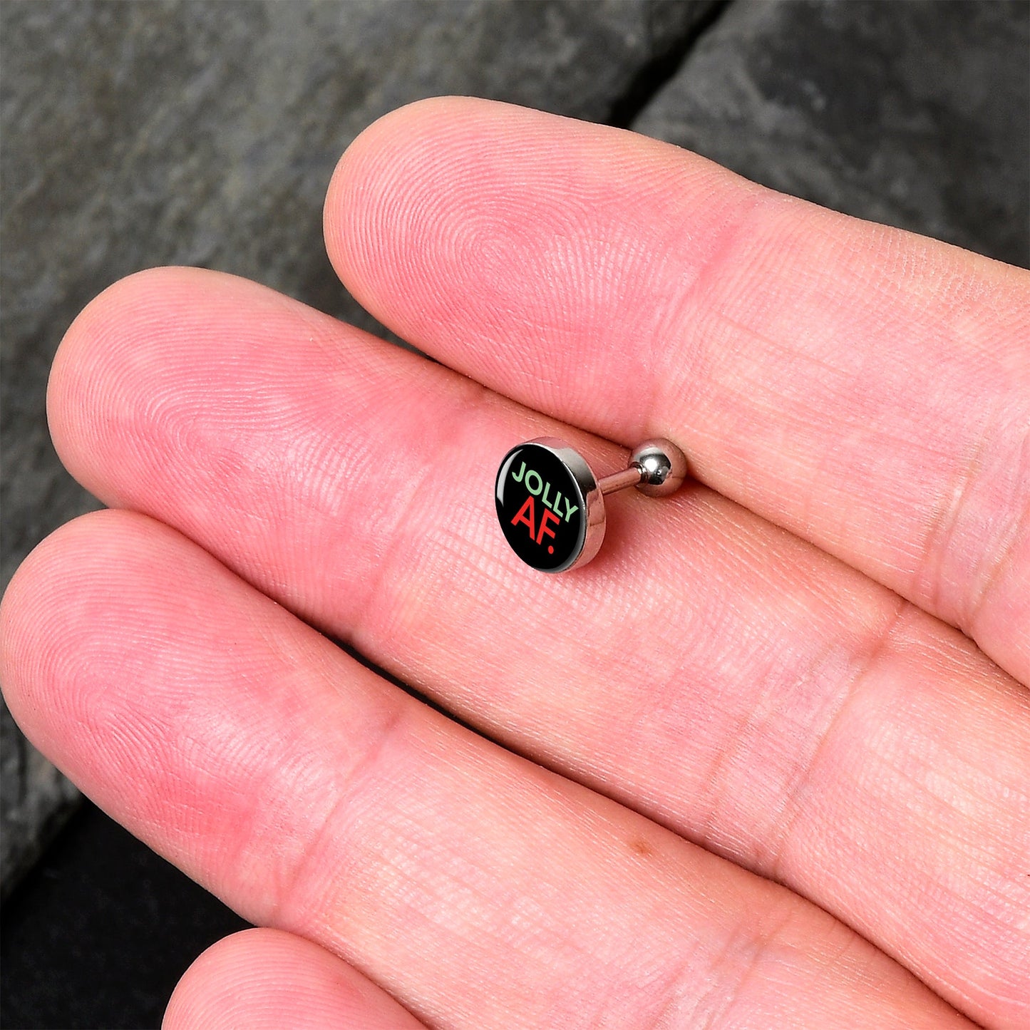 16G 1/4 Jolly AF Festive Holiday Tragus Cartilage Earring by Onyx O