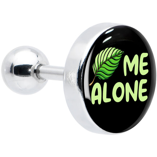 16G 1/4 Black Green Leaf Me Alone Tragus Cartilage Earring by Onyx O