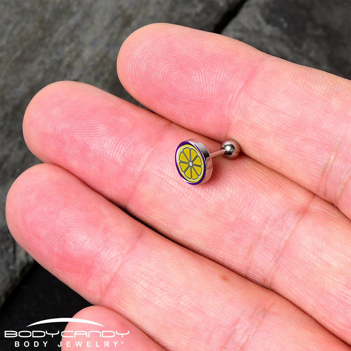 16G 1/4 Yellow Slice of Lemon Tragus Cartilage Earring by Onyx O