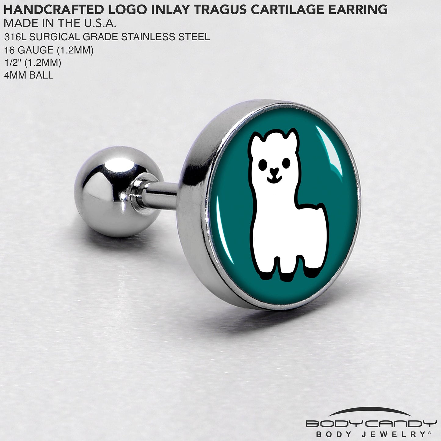 16G 1/4 White Llama Cartilage Tragus Earring by Onyx O