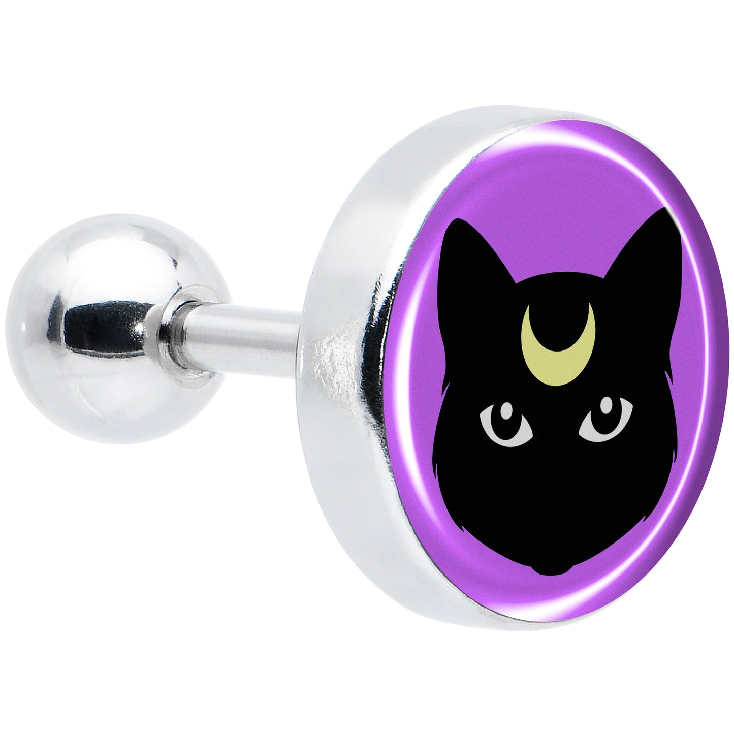 16G 1/4 Black Mystic Kitty Cat Tragus Cartilage Earring by Onyx O