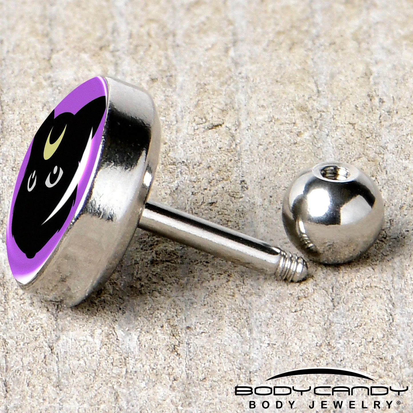 16G 1/4 Black Mystic Kitty Cat Tragus Cartilage Earring by Onyx O