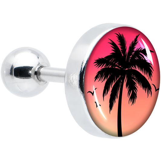 16G 1/4 Red Sunset Palm Tree Cartilage Tragus Earring by Onyx O