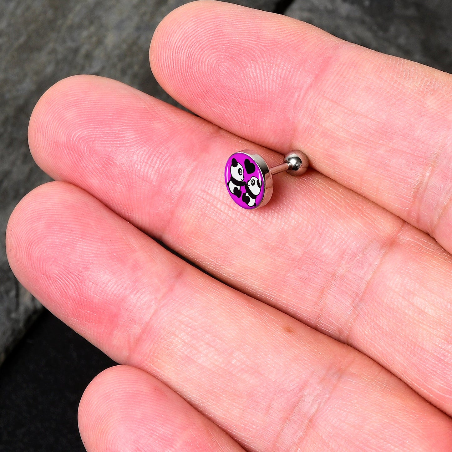 16G 1/4 Panda Love Cartilage Tragus Earring by Onyx O