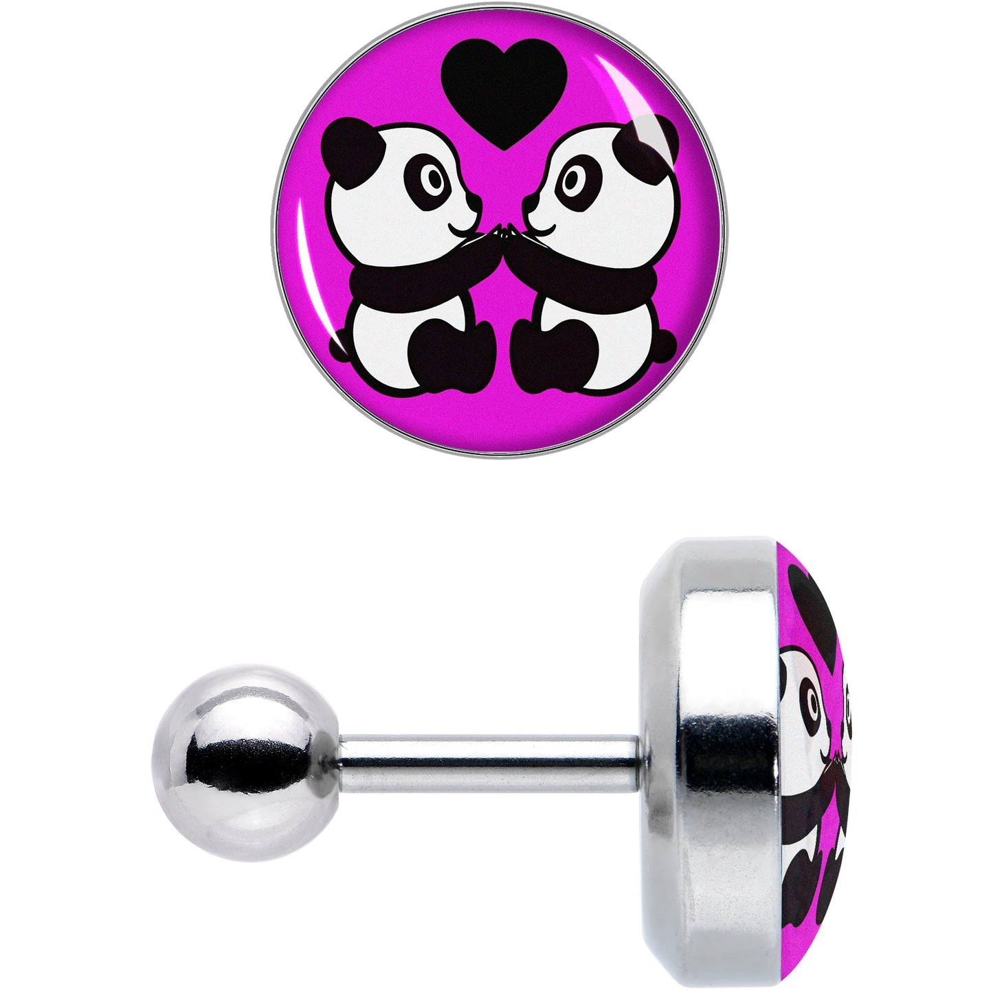 16G 1/4 Panda Love Cartilage Tragus Earring by Onyx O